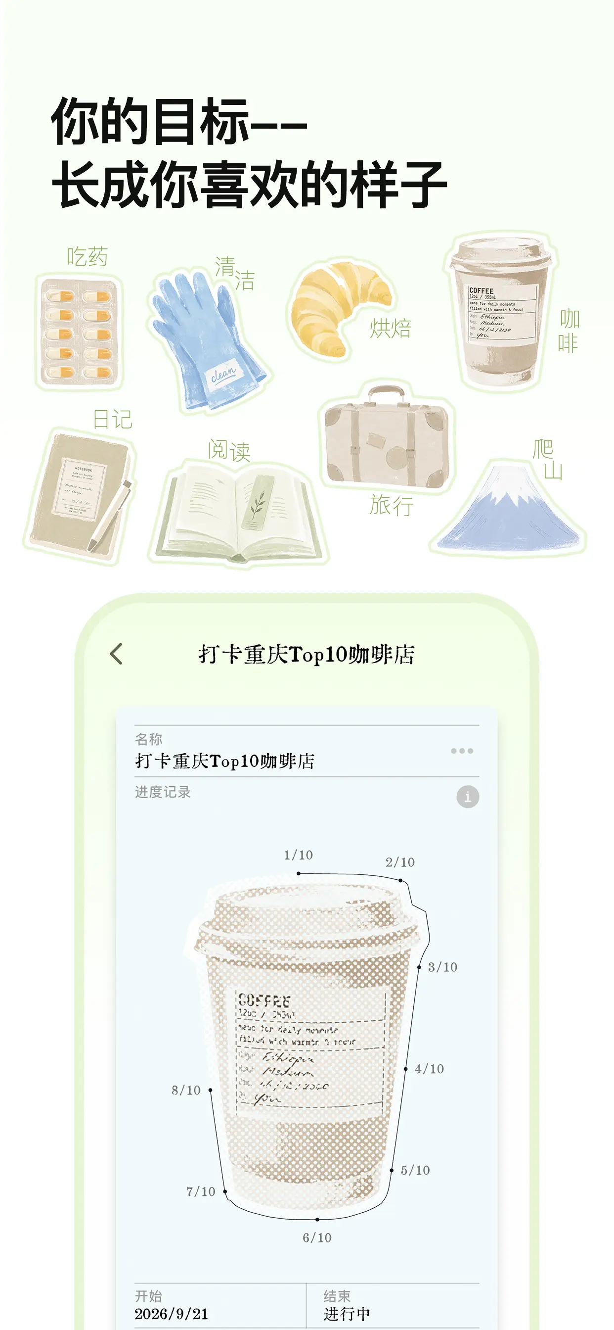 单张目标卡的详情视图